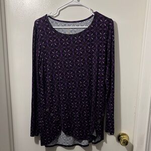 Blue Sky Purple Floral Long Sleeve Top